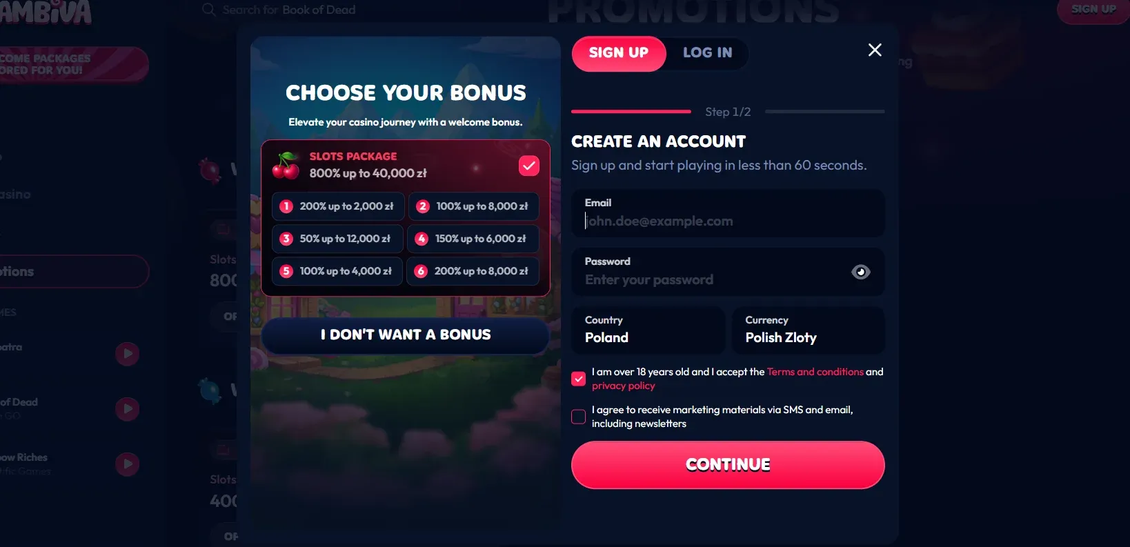 gambiva casino login